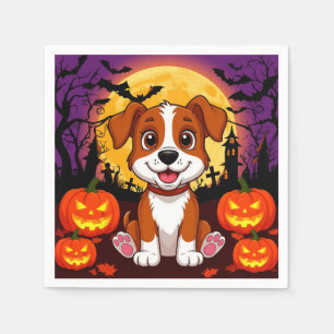 Servilleta De Papel Cachorro feliz en un entorno de Halloween con cala