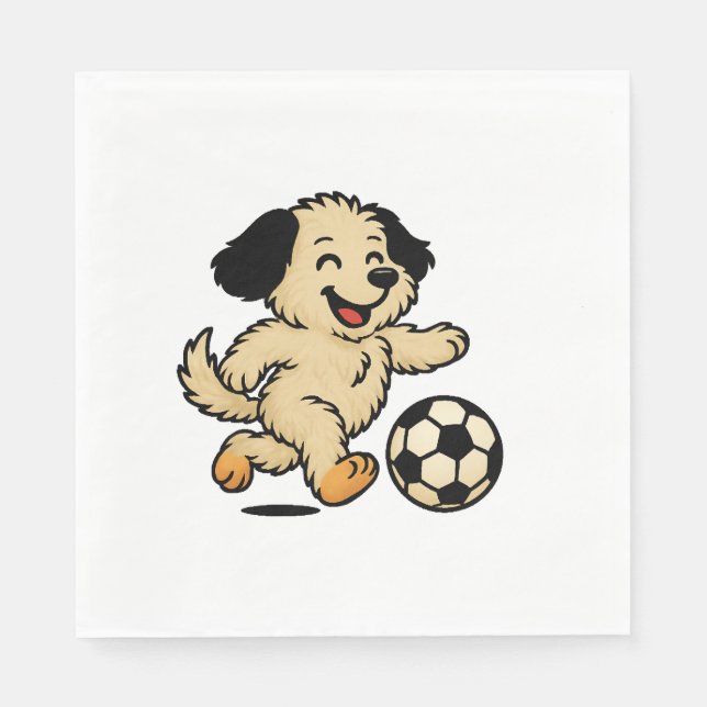 Servilleta De Papel Cachorro jugando fútbol (Anverso)