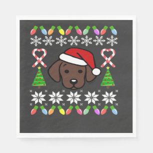 Servilleta De Papel cachorro Labrador de chocolate Navidad Santa overs