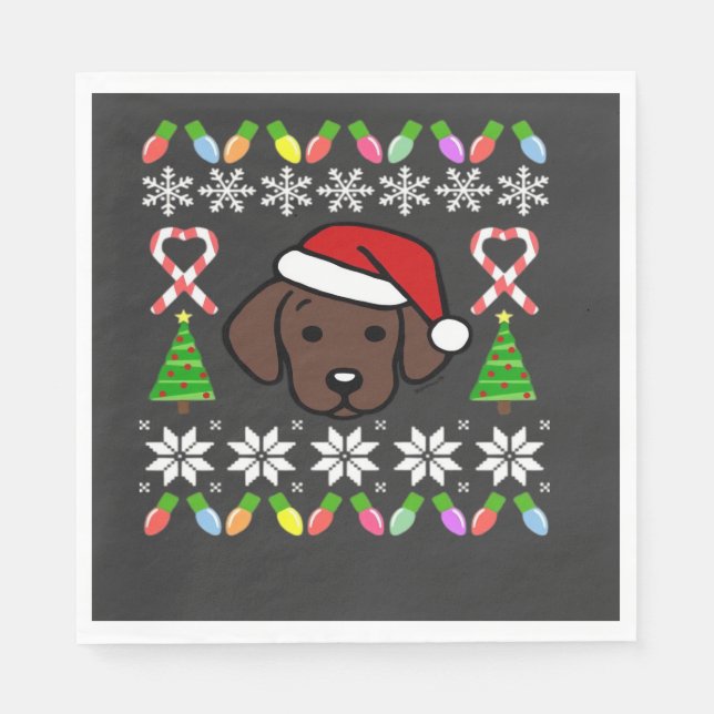 Servilleta De Papel cachorro Labrador de chocolate Navidad Santa overs (Anverso)