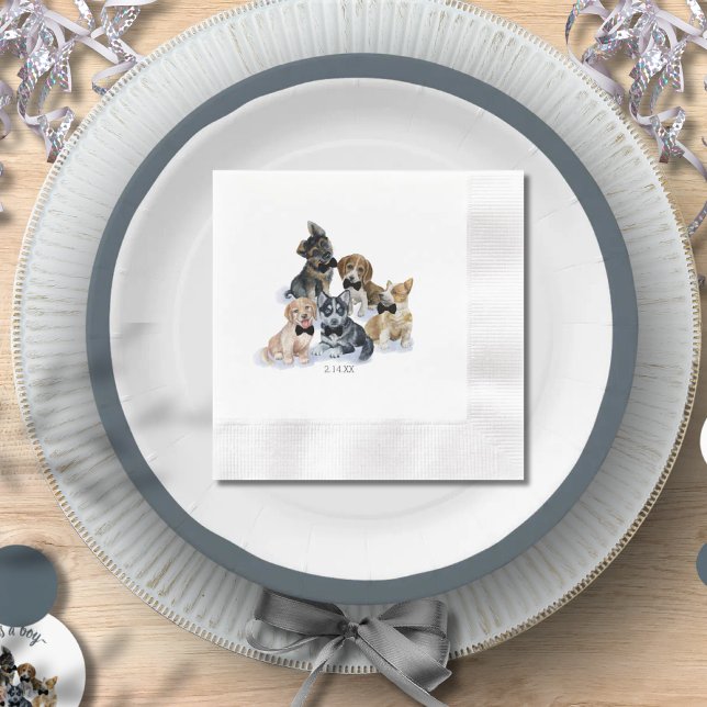 Servilleta De Papel Cachorro puro | Black Tie Elegant Cute Baby Shower (Pure Puppy | Black Tie Elegant Cute Baby Shower Napkins)