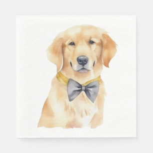 Servilleta De Papel Cachorros adorables de Golden Retriever Acuarela P