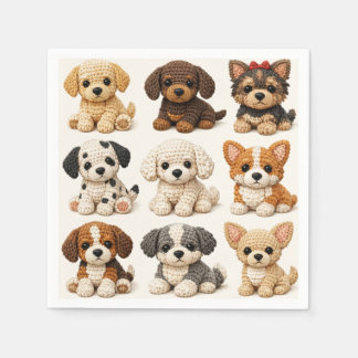 Servilleta De Papel Cachorros Adorables Tejidos