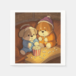 Servilleta De Papel Cachorros de perros con palomitas de maíz