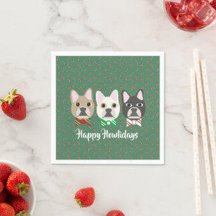 Servilleta De Papel Cachorros Navideños Caña de Caramelo