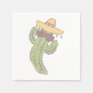 Servilleta De Papel Cactus bailando con bigote en Sombrero