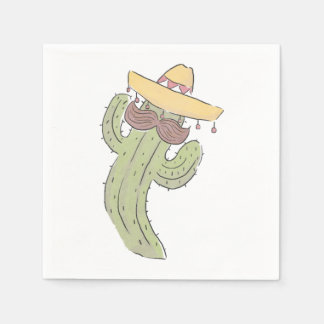 Servilleta De Papel Cactus bailando con bigote en Sombrero