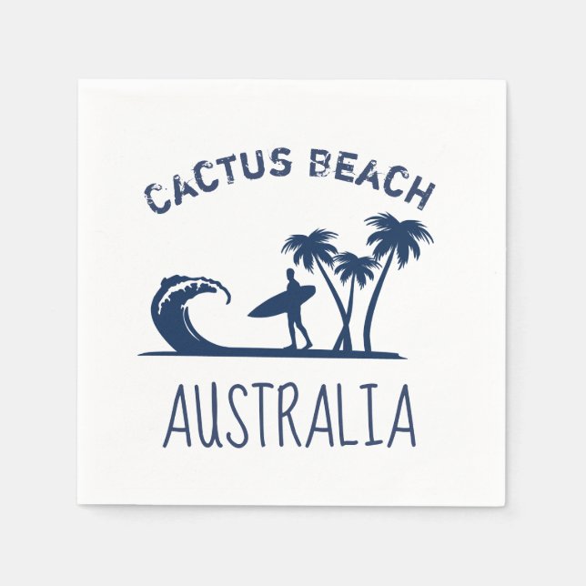 Servilleta De Papel Cactus Beach Surfing Australia (Anverso)
