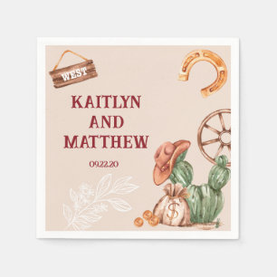 Servilleta De Papel Cactus Boda occidental castaño ruso
