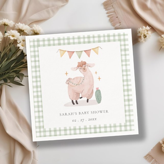 Servilleta De Papel Cactus Boho Llama Baby Shower (Subido por el creador)