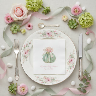 Servilleta De Papel Cactus Cinta Rosa Bebé Chica Ducha