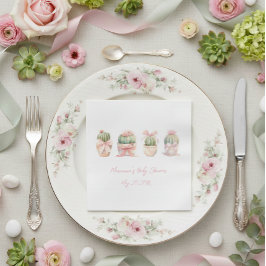Servilleta De Papel Cactus Cinta Rosa Bebé Niña Ducha