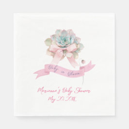 Servilleta De Papel Cactus Cinta Rosa Bebé Niña Ducha