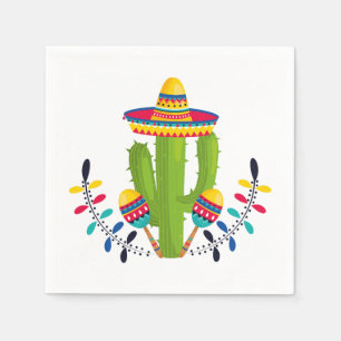 Servilleta De Papel Cactus con maracas vestidos con sombrero