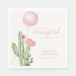 Servilleta De Papel Cactus de flores rosadas Balloon Cowgirl Baby Show