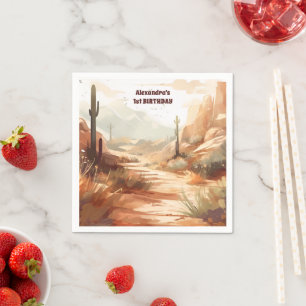 Servilleta De Papel Cactus del Desierto Retro Primer Cumpleaños