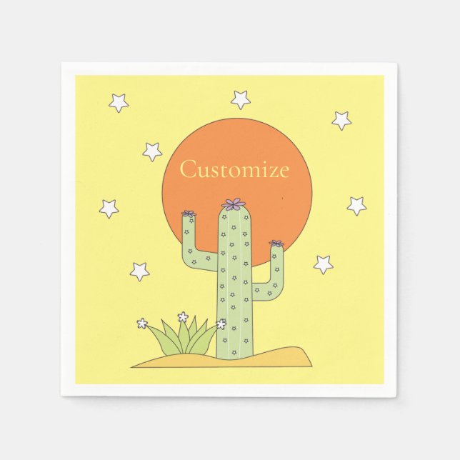 Servilleta De Papel Cactus del desierto Sun Thunder_Cove (Anverso)
