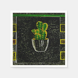 Servilleta De Papel Cactus dibujado