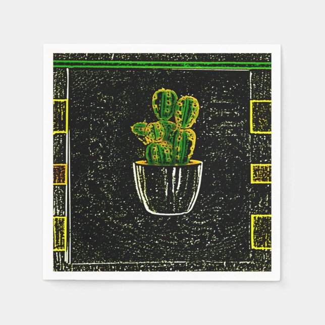 Servilleta De Papel Cactus dibujado (Anverso)