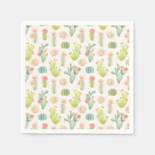 Servilleta De Papel Cactus en colores pastel suave y modelo suculento