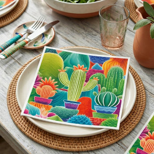 Servilleta De Papel Cactus en maceta abstractos