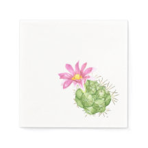Cactus florecido de color rosa acuarela