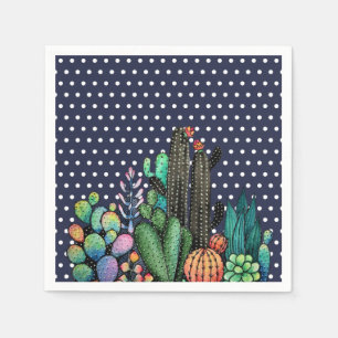 Servilleta De Papel Cactus Garden Cute Watercolor En Pot