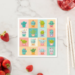 Servilleta De Papel Cactus Kawaii Baby Shower