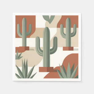 Servilleta De Papel Cactus Moderno Verde Salvia Terracota Desierto