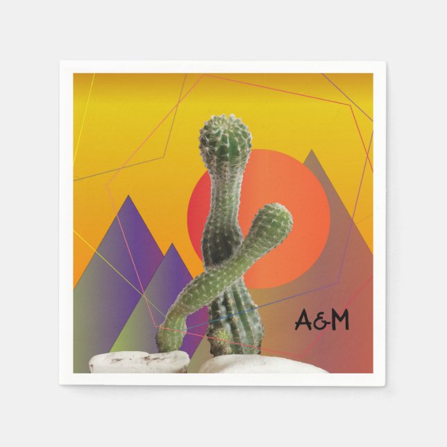 Servilleta De Papel Cactus Monogram Napkins (Anverso)