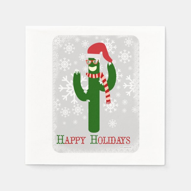 Servilleta De Papel Cactus, Navidades divertidos (Anverso)