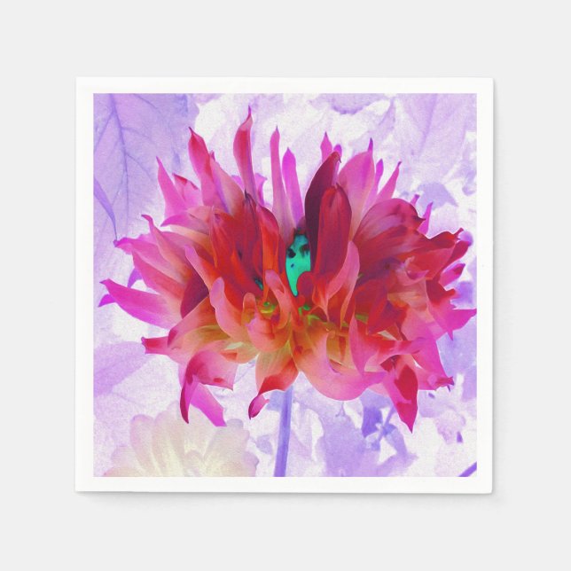 Servilleta De Papel Cactus Rojo y Rosa Caliente Dahlia (Anverso)