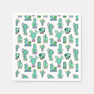 Servilleta De Papel Cactus verde de menta y patrón de planta suculento
