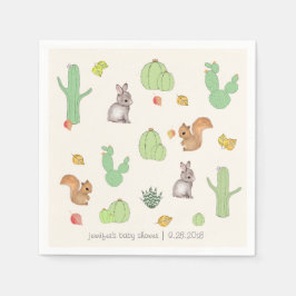 Servilleta De Papel Cactus Woodland Pattern Baby Shower Paper Napkin