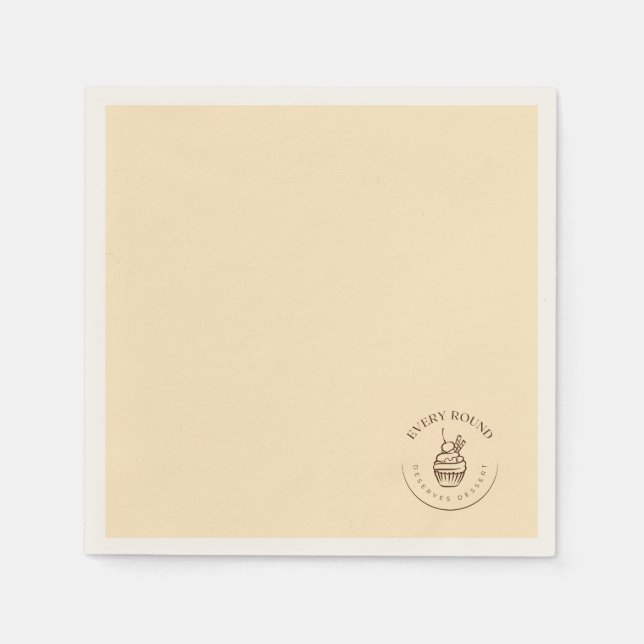 Servilleta De Papel Cada Ronda Merece Postre | Marrón y Crema (Anverso)