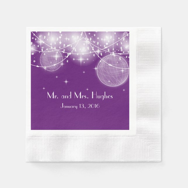 Servilleta De Papel Cadena de luces y boda de estrellas (Anverso)