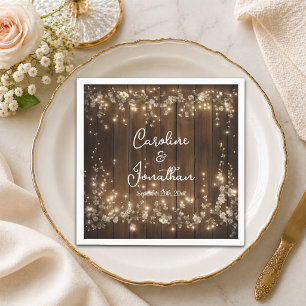 Servilleta De Papel Cadena Rustica Madera Ilumina Boda Floral Blanco