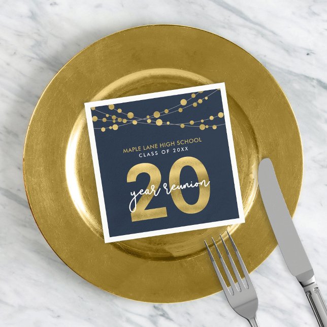 Servilleta De Papel Cadenas azules de luces Reunión de clase de 20 año (Subido por el creador)