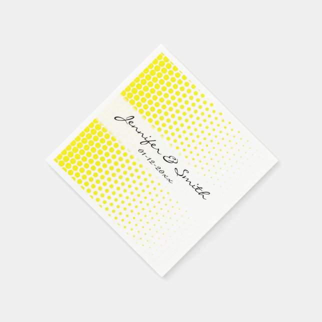 Servilleta De Papel Cadmio Amarillo Lunares Moderno Blanco (Borde)