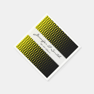 Servilleta De Papel Cadmio amarillo Polka Dot moderno negro