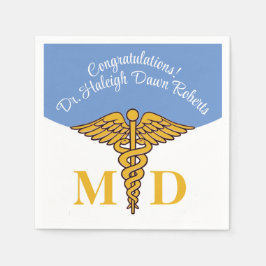Servilleta De Papel Caduceus Pale Blue Medical School Graduation