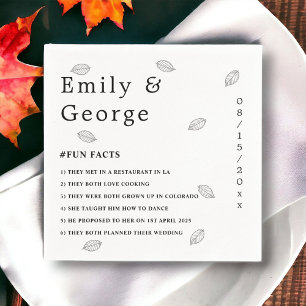 Servilleta De Papel Cae Boda De Otoño De Hojas Negra Y Blanca