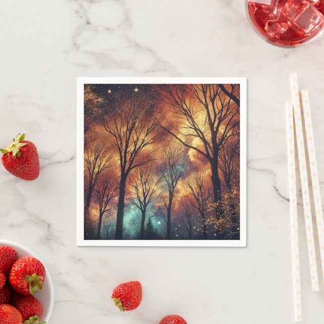 Servilleta De Papel Cae Cosmic Twilight Forest Découp Napkins (In situ)