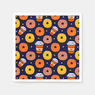 Servilleta De Papel Cae de calabaza Donuts & Coffee Blue