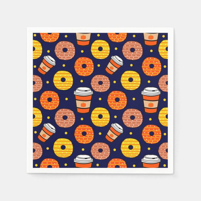 Servilleta De Papel Cae de calabaza Donuts & Coffee Blue (Anverso)