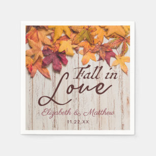 Servilleta De Papel Cae en amor Madera Rústica otoño deja Boda