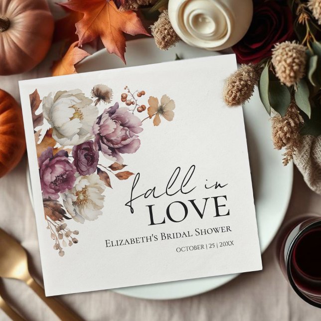 Servilleta De Papel Cae Enamorada Burgundy Otoño Bridal Shower Napkins (Subido por el creador)