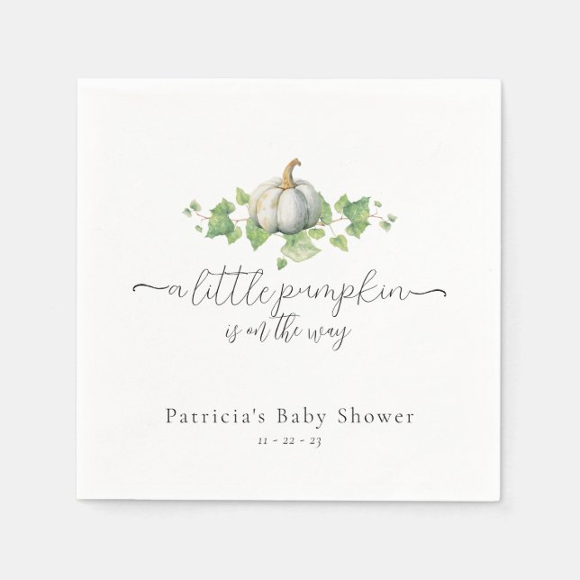 Servilleta De Papel Caer Calabaza blanca Baby Shower Napkins (Anverso)