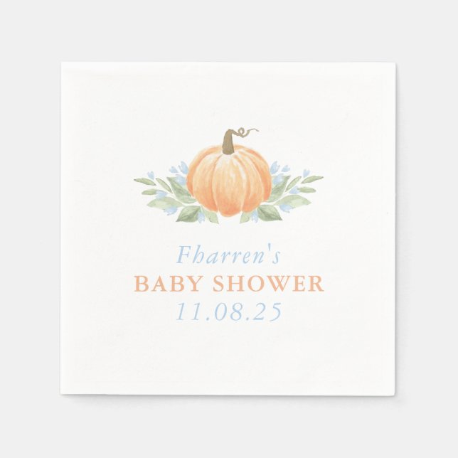 Servilleta De Papel Caer en Baby Shower Napkins | Calabaza (Anverso)