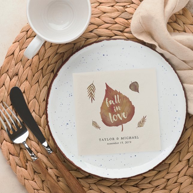 Servilleta De Papel Caer enamorada | Boda de hojas de otoño (Subido por el creador)